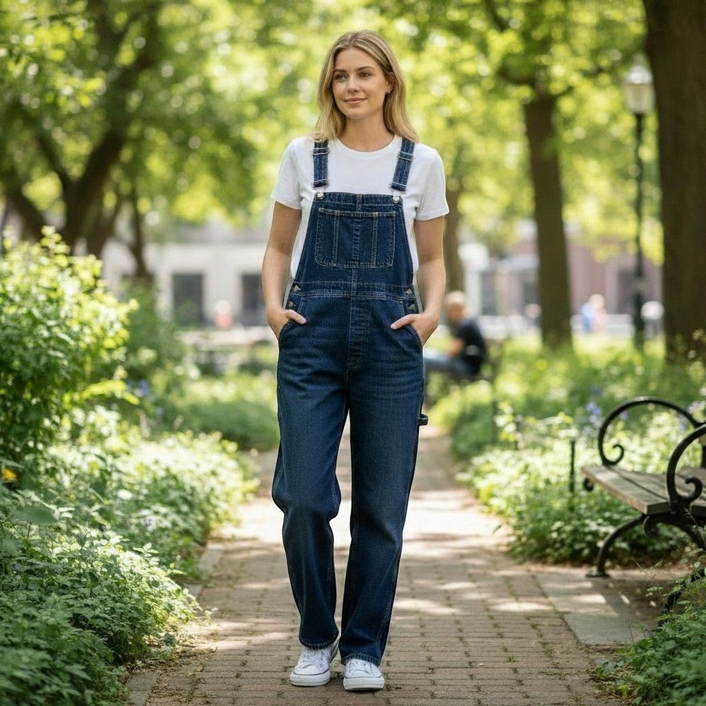 Retro Gorpcore GAP Denim Overalls Womens L Blue Fleece Lined Bib Workwear